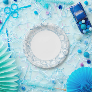 Blue Bubbles River Birthday Paper Plate