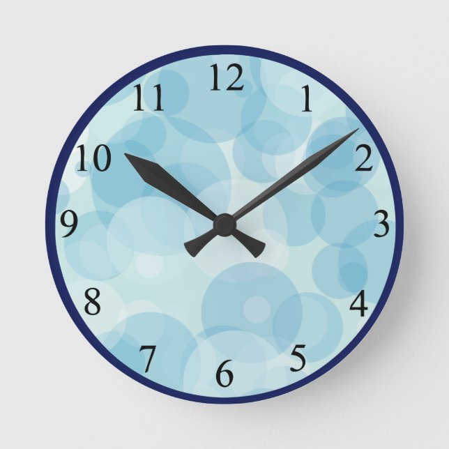 Blue Bubbles Round Clock (Front)