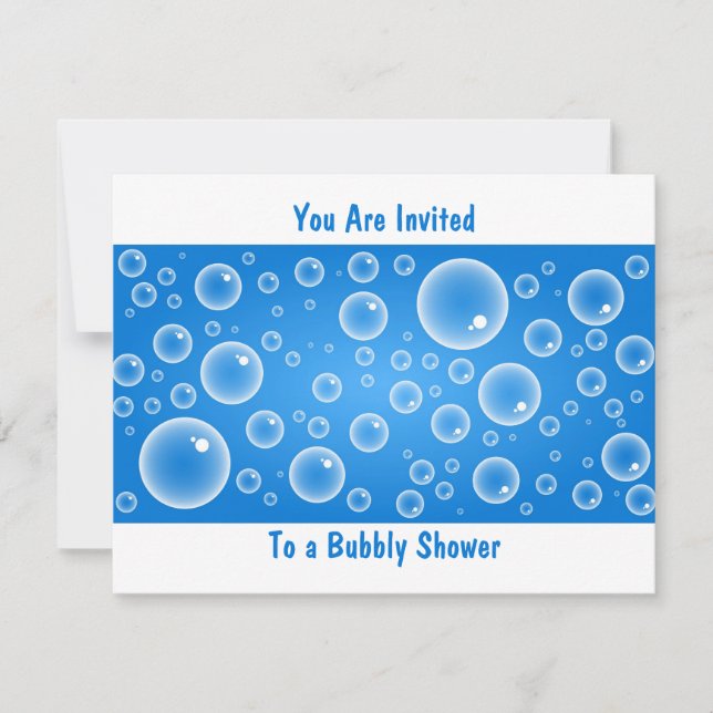 Blue Bubbles, You Are Invited, To a Bubbly Shower Invitation (Front)