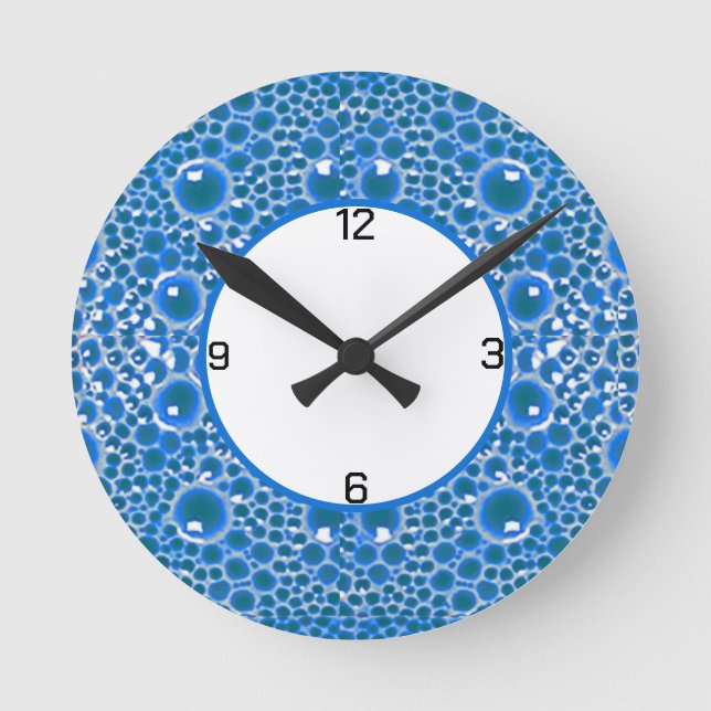 Blue BubbleWall Clock  for bathroom (Front)