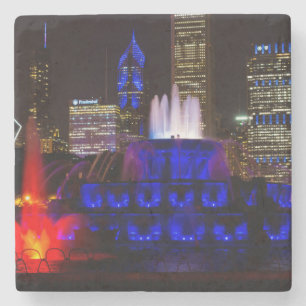 Blue Buckingham Fountain Stone Coaster