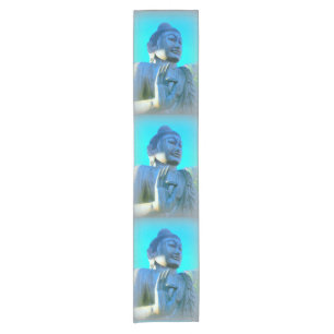 blue buddhas short table runner