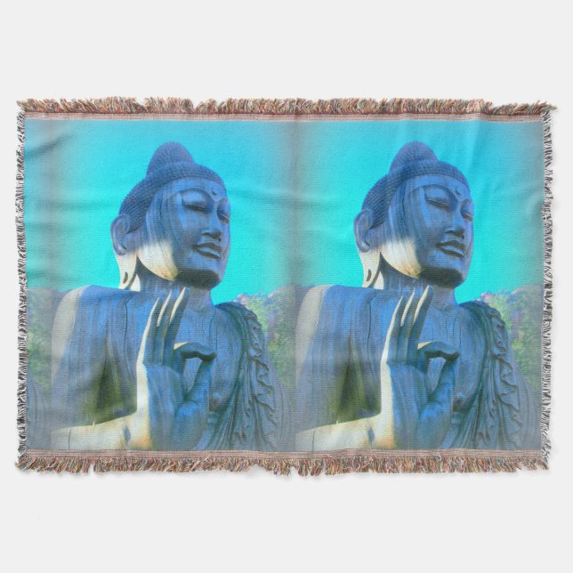 blue Buddhas throw blanket (Front)