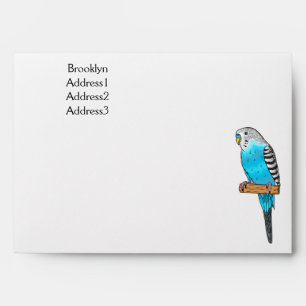 Blue budgerigar bird cartoon illustration envelope
