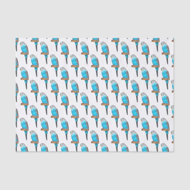 Blue budgerigar bird cartoon illustration  tissue paper (Front)