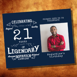 Blue Budget 21st Birthday Invitation Flyer