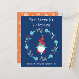 Blue Budget Gnome for Holidays Elf Wreath Card
