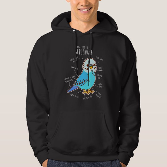 Blue Budgie Anatomy Classic Hoodie (Front)