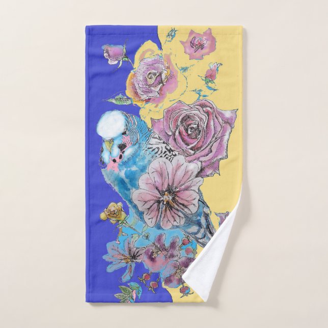 Blue Budgie Budgies Cute Blue Yellow Towel Set (Hand Towel)