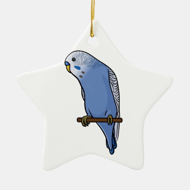 Blue Budgie Ceramic Tree Decoration (Front)