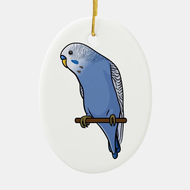 Blue Budgie Ceramic Tree Decoration (Front)