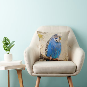 Blue Budgie Cushion