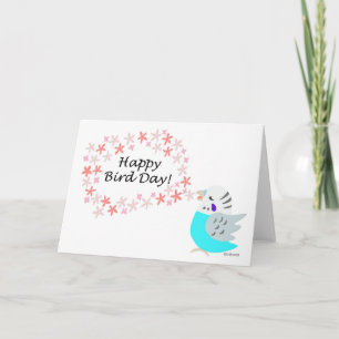 Blue Budgie Parakeet Budgerigar Happy Birthday Card
