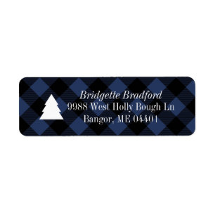 Blue Buffalo Check Christmas Tree Return Address Return Address Label