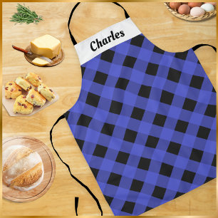 Blue Buffalo Check Personalised Christmas Kitchen Apron