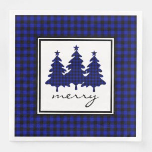 Blue Buffalo Check Pine Trees Napkin
