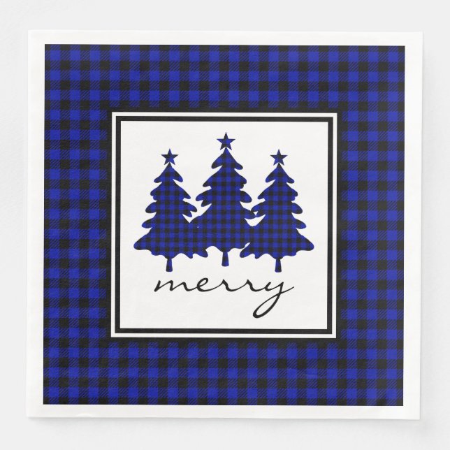 Blue Buffalo Check Pine Trees Napkin (Front)