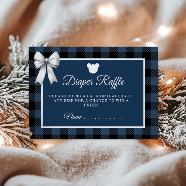 Blue Buffalo Plaid Bear Diaper Raffle Enclosure Card (Creator Uploaded)