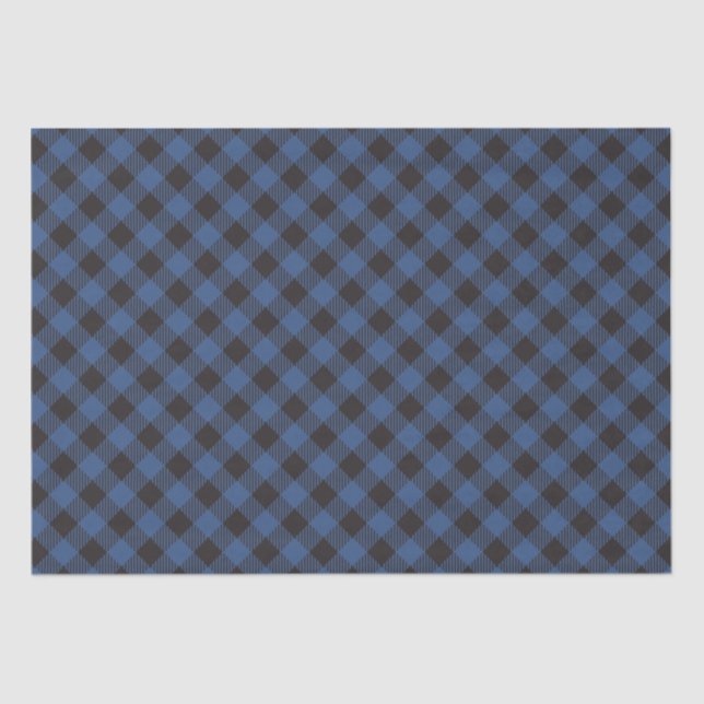 Blue Buffalo Plaid Chequered  Tissue Paper (Front)