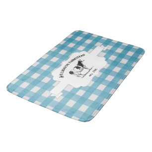 Blue Buffalo Plaid Farm Cow Bath Mat