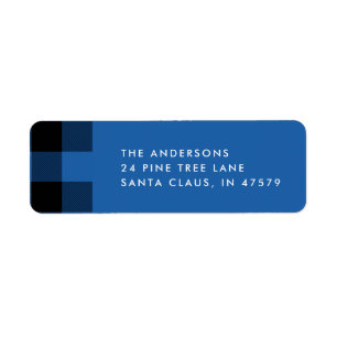 Blue Buffalo Plaid Holiday Return Address Label