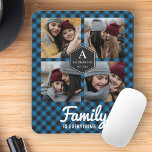 Blue Buffalo Plaid Lumberjack Family Photo Collage Mouse Pad<br><div class="desc">Upload your favourite photos to make your own unique personalised photo gift.</div>