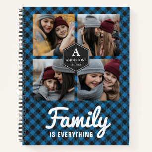 Blue Buffalo Plaid Lumberjack Family Photo Collage Notebook