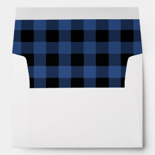 Blue Buffalo Plaid return address family name Envelope