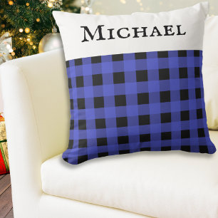 Blue Buffalo Plaid Rustic Check Patterned Cushion