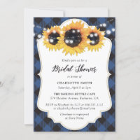 Blue Buffalo Plaid Sunflower Bridal Shower