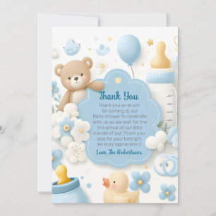 Blue Bundle Joy: Baby Boy Shower Thank You Card