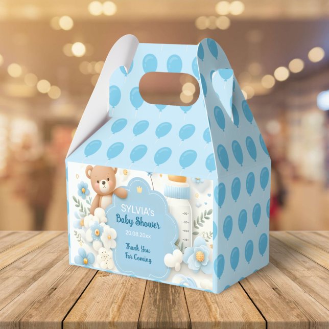 Blue Bundle Joy: Teddy Bear Baby Boy Shower Favour Box (Creator Uploaded)