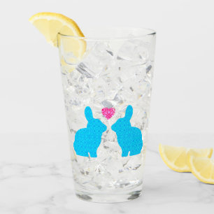 Blue Bunnies and Pink Heart Glass