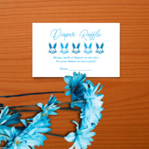Blue Bunny Baby Shower Diaper Raffle Enclosure Card