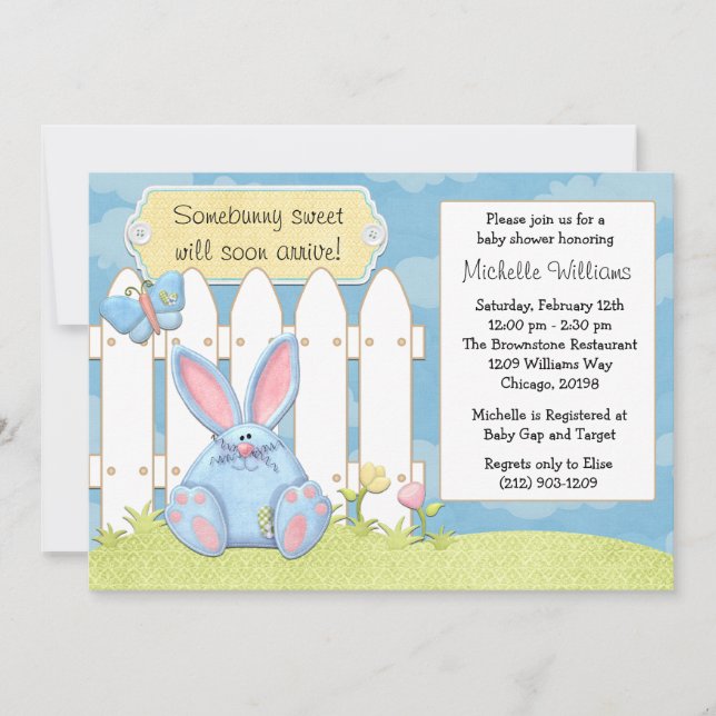 Blue Bunny Baby Shower Invitation (Front)