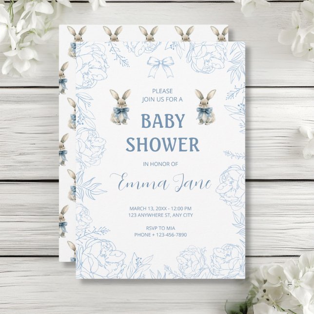 Blue Bunny Baby Shower  Invitation (Creator Uploaded)