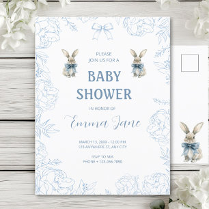 Blue Bunny Baby Shower Postcard