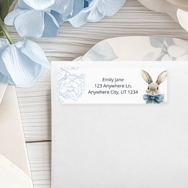 Blue Bunny Baby Shower  Return Address Label (Creator Uploaded)