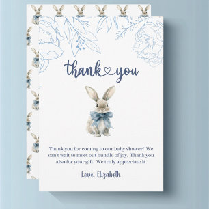 Blue Bunny Baby Shower  Thank You Card