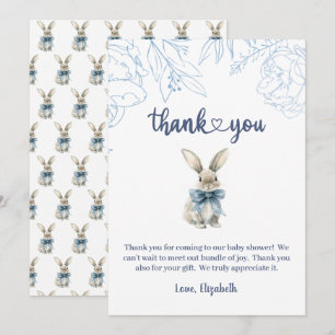 Blue Bunny Baby Shower Thank You Card