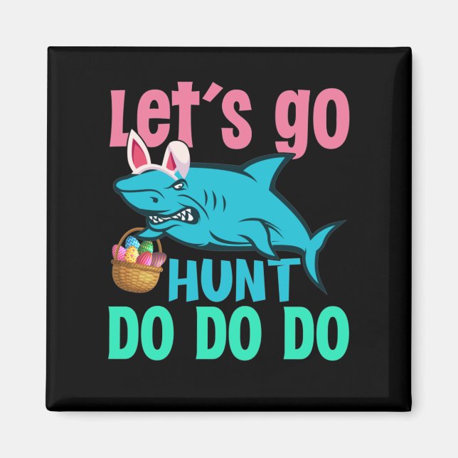 Blue Bunny Ears Shark Easter Egg Hunt Magnet (Front)