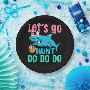 Blue Bunny Ears Shark Easter Egg Hunt Paper Plate