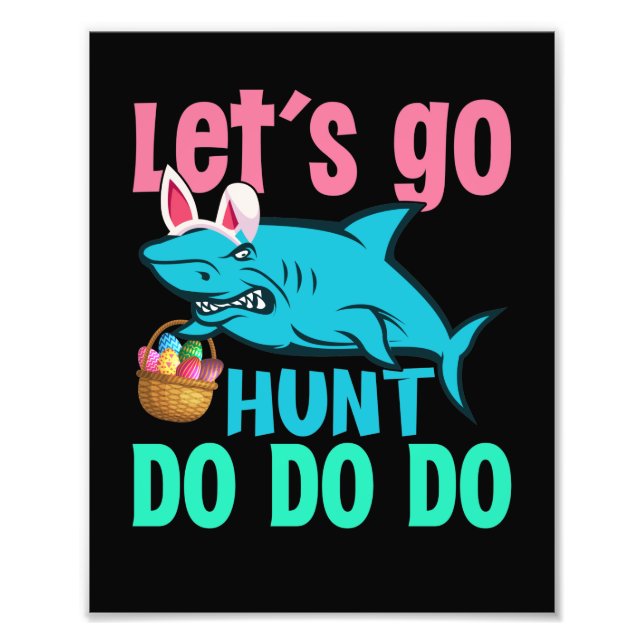 Blue Bunny Ears Shark Easter Egg Hunt Photo Print (Front)