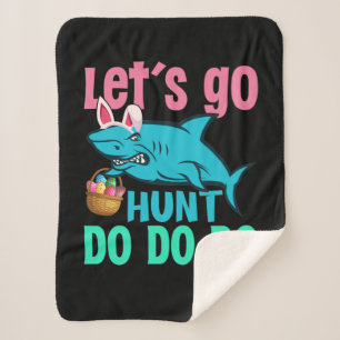 Blue Bunny Ears Shark Easter Egg Hunt Sherpa Blanket