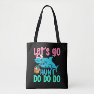 Blue Bunny Ears Shark Easter Egg Hunt Tote Bag
