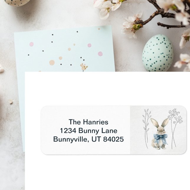 Blue Bunny Easter Return Address Label (Creator Uploaded)