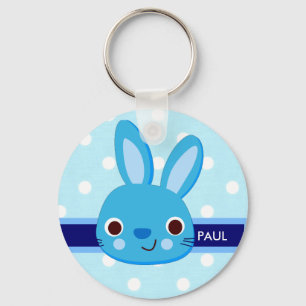 Blue Bunny Face Keychain