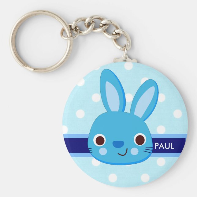 Blue Bunny Face Keychain (Front)