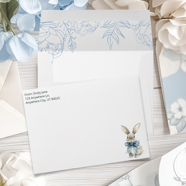 Blue Bunny Floral Envelope (Creator Uploaded)