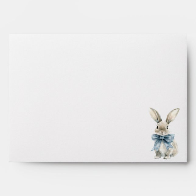 Blue Bunny Floral Unaddressed Envelope (Front)
